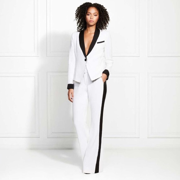 Rachel Zoe White Sequin Blazer and Pant Set - Picture 3 of 16